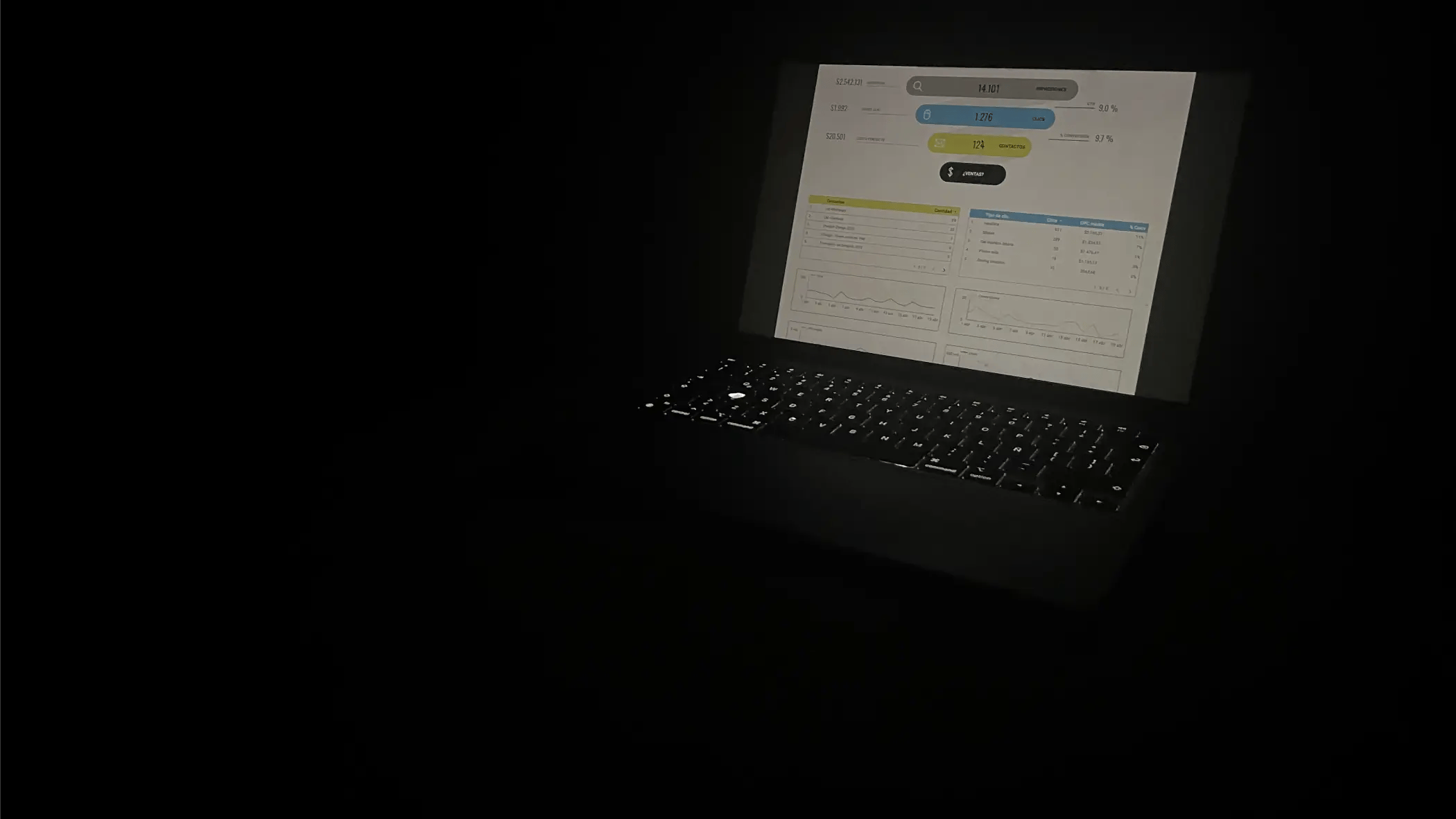 Laptop con reporte de Google Ads